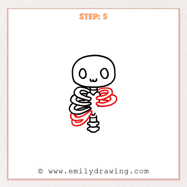 how to draw a rib cage - Step 5